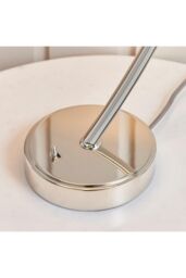 Netlighting Josephine 1 Light Table Lamp Bright Nickel Vintage White Faux Silk E14 in Grey - thumbnail 5