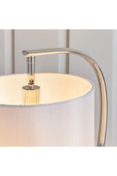 Netlighting Josephine 1 Light Table Lamp Bright Nickel Vintage White Faux Silk E14 in Grey - thumbnail 4