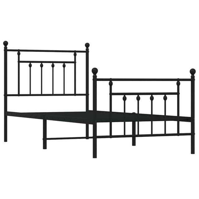 Berkfield Home Metal Bed Frame with Headboard & Footboard Black 90x190 cm Single - image 1