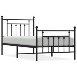 Berkfield Home Metal Bed Frame with Headboard & Footboard Black 90x190 cm Single - thumbnail 3