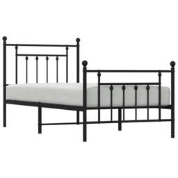 Berkfield Home Metal Bed Frame with Headboard & Footboard Black 90x190 cm Single - thumbnail 5