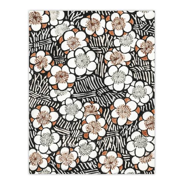 "Artery8 Flowerbed Floral Pattern Vintage Japan Wall Art Print Bijutsukai in Black - Size: W24"" x H32""" - image 1