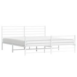 Berkfield Home Metal Bed Frame with Headboard & Footboard White 183x213 cm - thumbnail 4