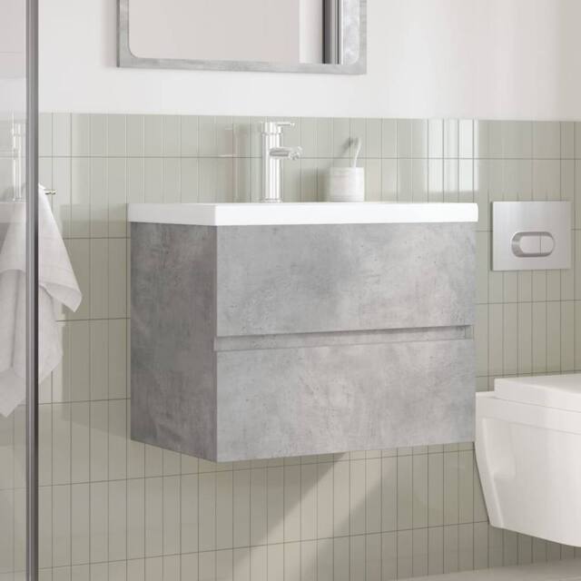 Berkfield Home Durable 2 Piece Bathroom Furniture Set Concrete Grey Engineered Wood - image 1