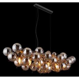 Netlighting Udo Bar Pendant Matt Black Balls Smoke Glass Shade 6x E14 - thumbnail 3
