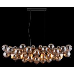 Netlighting Udo Bar Pendant Matt Black Balls Smoke Glass Shade 6x E14 - thumbnail 5
