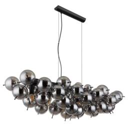 Netlighting Udo Bar Pendant Matt Black Balls Smoke Glass Shade 6x E14 - thumbnail 2