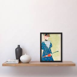 Artery8 Edward Penfield Framed Wall Art Print Woman Holding Umbrella Painting in Green - Size: A4 - thumbnail 2