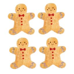 Sass & Belle Wooden Gingerbread Coasters Set of 4 in Brown - thumbnail 1