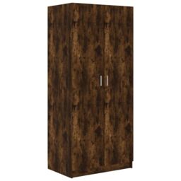 Berkfield Home Wardrobe Smoked Oak 80x50x180 cm Engineered Wood in Brown - Size: 80 x 50 x 180 cm - thumbnail 2