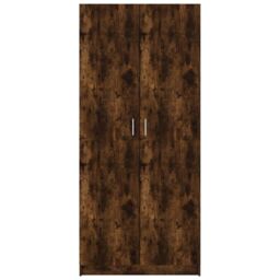 Berkfield Home Wardrobe Smoked Oak 80x50x180 cm Engineered Wood in Brown - Size: 80 x 50 x 180 cm - thumbnail 3