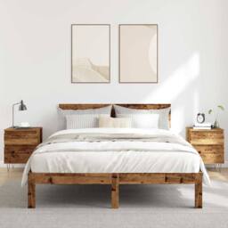 Berkfield Home Modern Bedside Cabinets 2 pcs Old Wood 40x35x50 cm Engineered Wood in Brown - Size: 40 x 35 x 50 cm - thumbnail 1