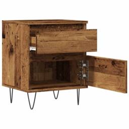 Berkfield Home Modern Bedside Cabinets 2 pcs Old Wood 40x35x50 cm Engineered Wood in Brown - Size: 40 x 35 x 50 cm - thumbnail 4