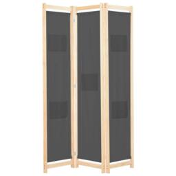 Berkfield Home 3-Panel Room Divider Grey 120x170x4 cm Fabric - Size: 120 x 170 x 4 cm - thumbnail 2