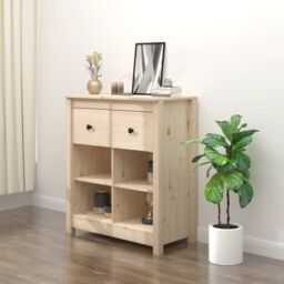 Berkfield Home Sideboard 70x35x80 cm Solid Wood Pine in Brown - Size: 70 x 35 x 80 cm - thumbnail 1