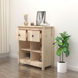 Berkfield Home Sideboard 70x35x80 cm Solid Wood Pine in Brown - Size: 70 x 35 x 80 cm - thumbnail 6