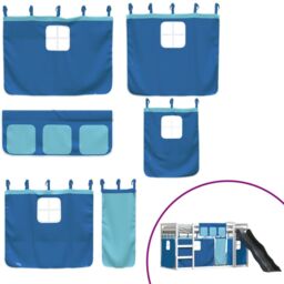 Berkfield Home Bunk Bed without Mattress with Slide & Curtains Blue 90x200 cm - thumbnail 5