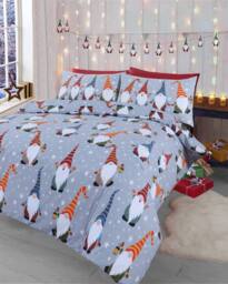Velosso Singing Gonks Cotton Rich Printed Duvet Cover & Pillowcase in Red - Size: King
