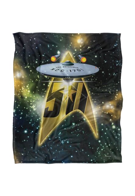 Star Trek 50Th Ship Silky Touch Super Soft Throw Blanket 152 X 127 cm in White - image 1