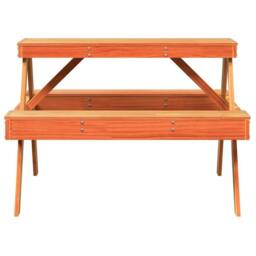 Berkfield Home Picnic Table Wax Brown 105x134x75 cm Solid Wood Pine - Size: 105 x 134 x 75 cm - thumbnail 4