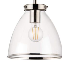 Pagazzi Brunswick Satin Nickel & Clear Glass Semi-Flush Ceiling Light in Silver - thumbnail 6