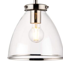 Pagazzi Brunswick Satin Nickel & Clear Glass Semi-Flush Ceiling Light in Silver - thumbnail 7