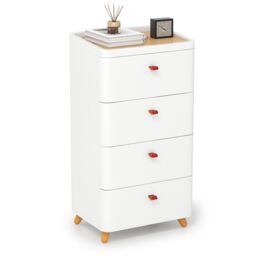 Costway 4 Drawer Dresser Bedroom Chest of Drawers with Removable Organizer Tray in White - thumbnail 2