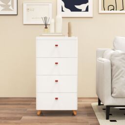 Costway 4 Drawer Dresser Bedroom Chest of Drawers with Removable Organizer Tray in White - thumbnail 5