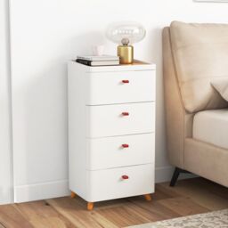 Costway 4 Drawer Dresser Bedroom Chest of Drawers with Removable Organizer Tray in White - thumbnail 4