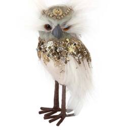 VFM e-Store Christmas Velvet Owl Decoration 15cm x 9cm Green X 1 - Size: 15 cm x 9 cm