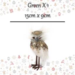 VFM e-Store Christmas Velvet Owl Decoration 15cm x 9cm Green X 1 - Size: 15 cm x 9 cm - thumbnail 2