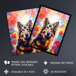 "Artery8 Wall Art Print German Shepherd Dog Lover Gift Pet Portrait Colourful Bright Artwork Painting Art Framed - Size: W12"" x H16""" - thumbnail 2