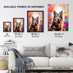 "Artery8 Wall Art Print German Shepherd Dog Lover Gift Pet Portrait Colourful Bright Artwork Painting Art Framed - Size: W12"" x H16""" - thumbnail 3