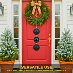 Shatchi Set of 3 - 20cm Dark Red Christmas Baubles (Glossy, Matte, Glitter) Décor Pack in Black - Size: 20 cm - thumbnail 4