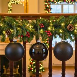 Shatchi Set of 3 - 20cm Dark Red Christmas Baubles (Glossy, Matte, Glitter) Décor Pack in Black - Size: 20 cm - thumbnail 8