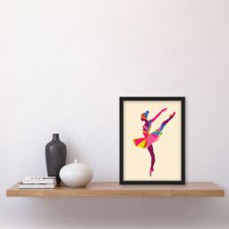 "Artery8 Ballerina Arabesque Pose Bright Colourful Design Framed Art Print - Size: W12"" x H16""" - thumbnail 4