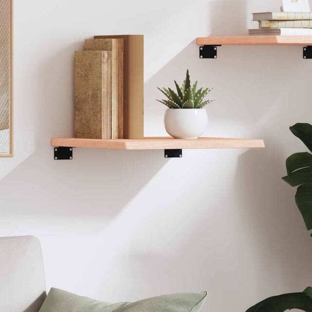 Berkfield Home Wall Shelf 40x40x2 cm Untreated Solid Wood Oak in Natural - Size: 40 x 40 x 2 cm - image 1