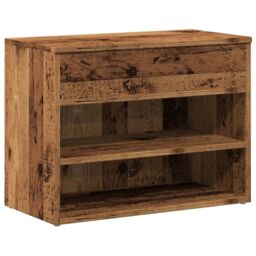 Berkfield Home Shoe Bench Old Wood 60x30x45 cm Engineered Wood in Brown - Size: 60 x 30 x 45 cm - thumbnail 2