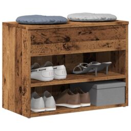 Berkfield Home Shoe Bench Old Wood 60x30x45 cm Engineered Wood in Brown - Size: 60 x 30 x 45 cm - thumbnail 1