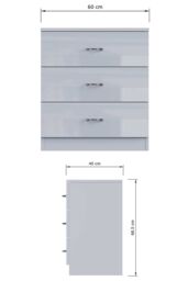 FWStyle Chilton Grey Gloss 3 Drawer Chest (H) 68.5cm (W) 60cm (D) 40cm - thumbnail 6