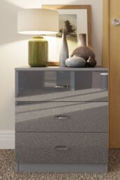 FWStyle Chilton Grey Gloss 3 Drawer Chest (H) 68.5cm (W) 60cm (D) 40cm - thumbnail 2