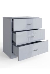 FWStyle Chilton Grey Gloss 3 Drawer Chest (H) 68.5cm (W) 60cm (D) 40cm - thumbnail 4