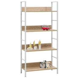 Berkfield Home Decorative 4-Layer Book Shelf Oak 60x27.6x124.5 cm Engineered Wood in Natural - thumbnail 3