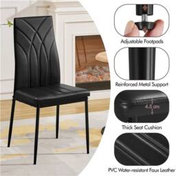 KORVIXA Faux Leather Dining Chairs Kitchen Chairs in Black - Size: 100 cm x 100 cm - thumbnail 3