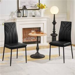 KORVIXA Faux Leather Dining Chairs Kitchen Chairs in Black - Size: 100 cm x 100 cm