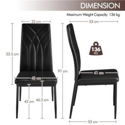 KORVIXA Faux Leather Dining Chairs Kitchen Chairs in Black - Size: 100 cm x 100 cm - thumbnail 2