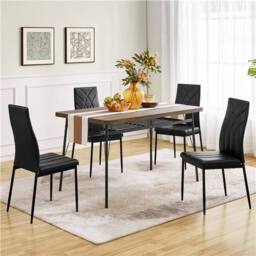 KORVIXA Faux Leather Dining Chairs Kitchen Chairs in Black - Size: 100 cm x 100 cm - thumbnail 5