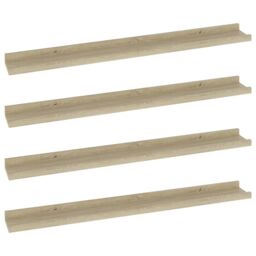 Berkfield Home Wall Shelves 4 pcs Sonoma Oak 80x9x3 cm in Brown - Size: 80 x 9 x 3 cm - thumbnail 2
