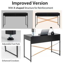 Kelvenix Desk Wooden PC Laptop Table Writing Workstation in Black - Size: 0.6m2 - thumbnail 5