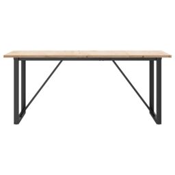 Berkfield Home Dining Table O-Frame 180x90x75.5 cm Solid Wood Pine & Steel in Brown - thumbnail 4